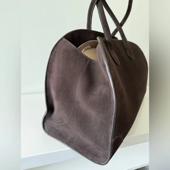 New COS Studio Bowling Bag Suede Dark Brown